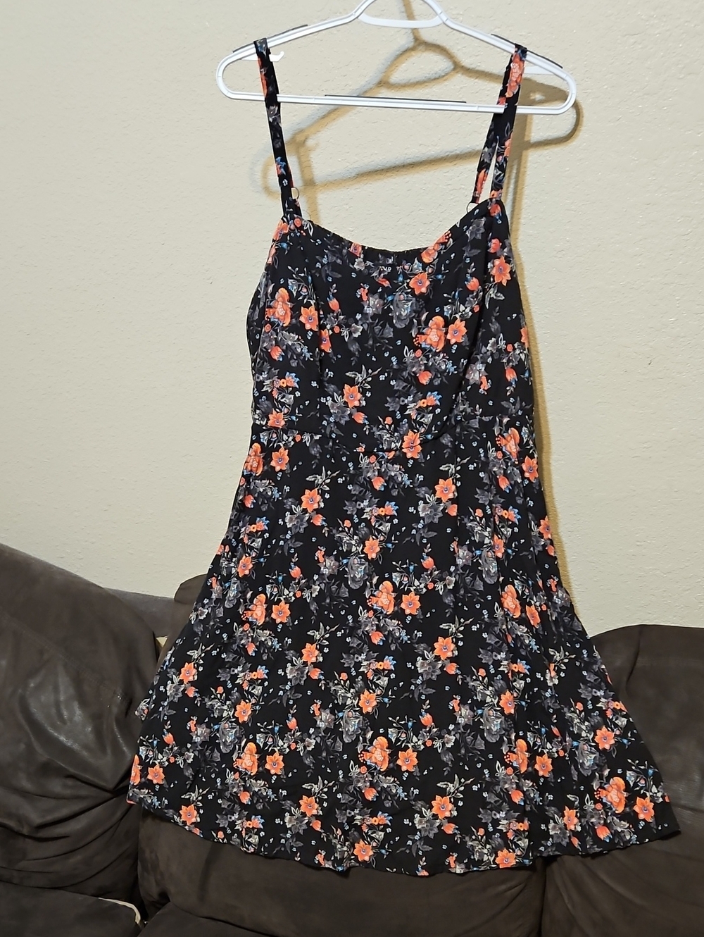 torrid Black Floral Midi Dress with Orange Accents